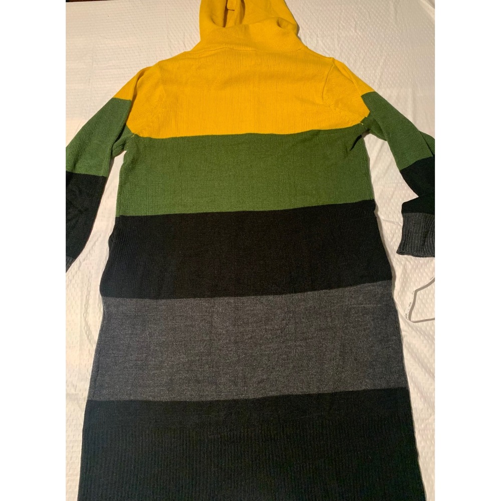 Alison Andrews Plus Colorblock Hooded Sweater Dress Yellow Green‎ Black 3X - Picture 6 of 6